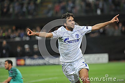 Raul celebrates after the goal Editorial Stock Photo